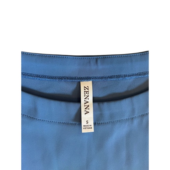 Zenana Women's Blue Cropped Top Short Sleeve Blouse Casual‎ Everyday - Picture 2 of 3